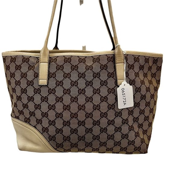 Authentic Gucci Shoulder Bag Brown Canvas Used GG Handbag Vintage​​ - Picture 3 of 14